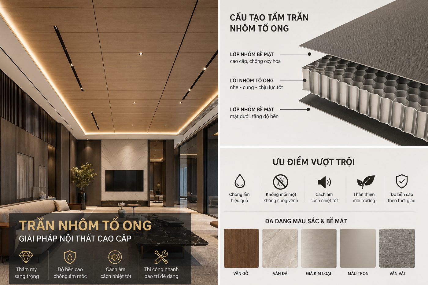 Trần Nhôm Tổ Ong Là Gì? Vì Sao Dòng Vật Liệu Này Đang Trở Thành Xu Hướng Nội Thất Cao Cấp?